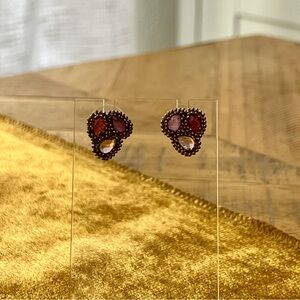 Gold Gemstone Cluster Stud Earrings (Kendra Scott?)